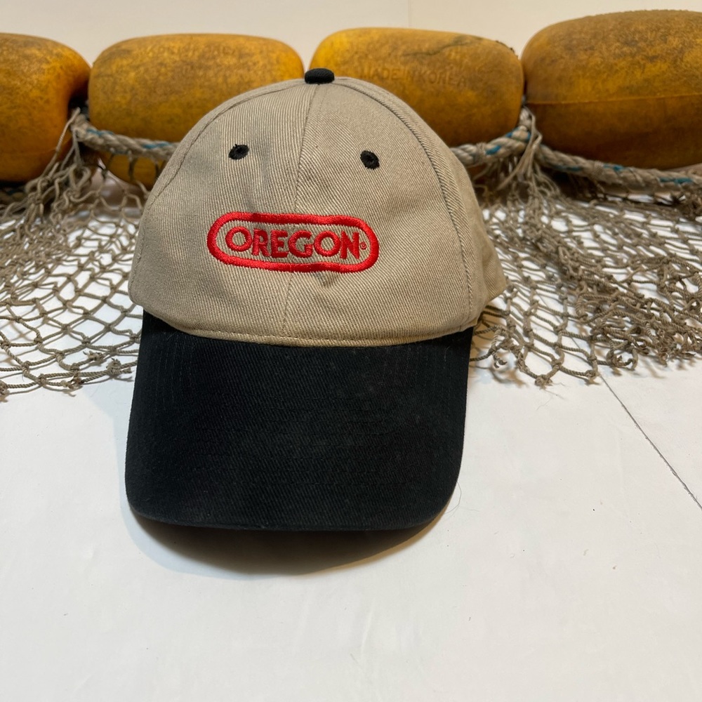Mens Oregon Khaki Black Canvas Adjustable Baseball Cap Hat